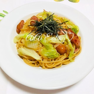 ♡簡単時短♪ウィンナーとレタスと玉ねぎのパスタ♡